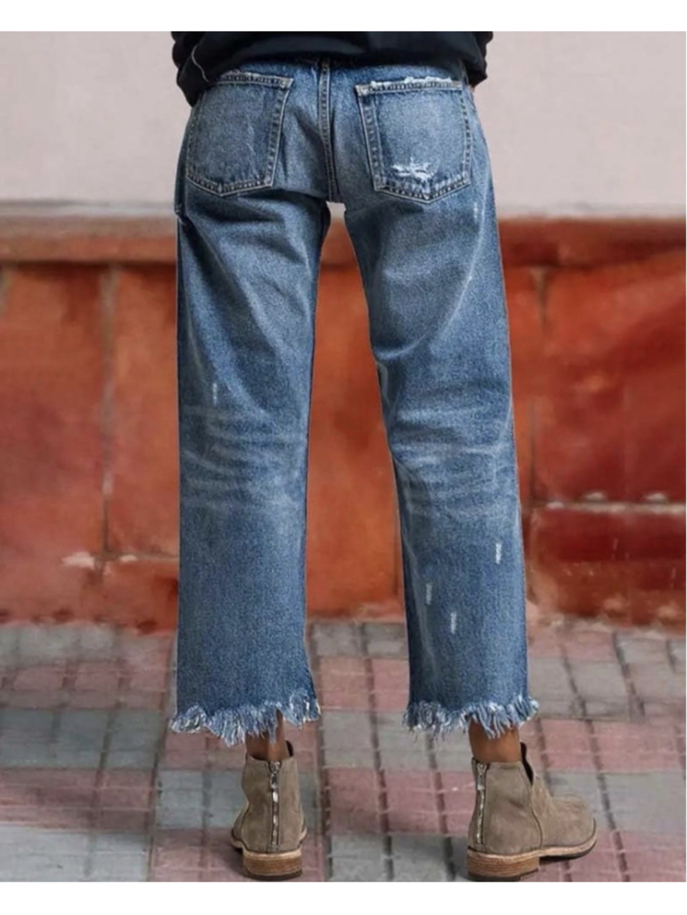 Flamingals Frayed Hem Stretchy High Waisted Distressed M.. - Picture 4 of 5